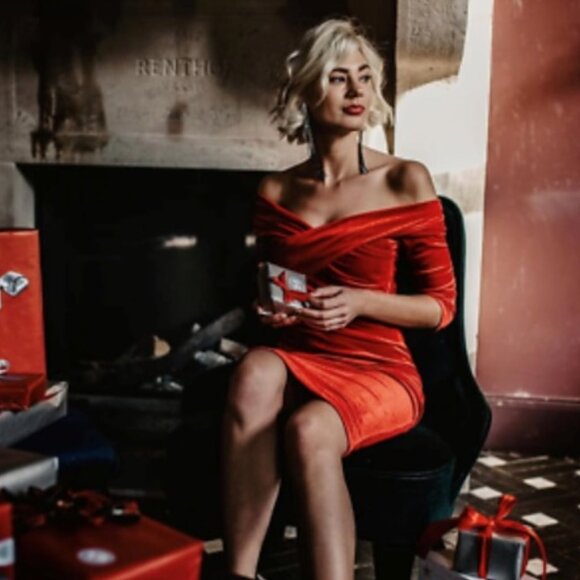 Zara Velvet Tube Dress Off Shoulder Crossover Red Size Small - Picture 3 of 12